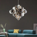 Modern glass globe led chandelier living room ribbed pendant light