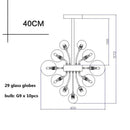 Modern glass globe led chandelier living room ribbed pendant light