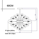 Modern glass globe led chandelier living room ribbed pendant light