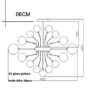 Modern glass globe led chandelier living room ribbed pendant light