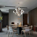 Modern glass globe led chandelier living room ribbed pendant light