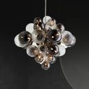Modern glass globe led chandelier living room ribbed pendant light
