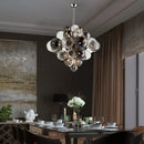 Modern glass globe led chandelier living room ribbed pendant light