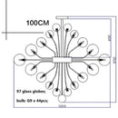 Modern glass globe led chandelier living room ribbed pendant light
