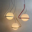 Modern glass globe pendant lamp for kitchen island white red & gold