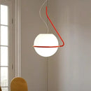 Modern glass globe pendant lamp for kitchen island white red & gold