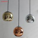 Modern glass pendant lights – kitchen round metallic hanging lamps