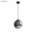 Modern glass pendant lights – kitchen round metallic hanging lamps