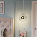 Modern glossy black glass ball pendant light dining room