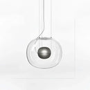 Modern glossy black glass ball pendant light dining room