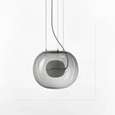 Modern glossy black glass ball pendant light dining room