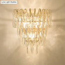 Modern gold 3 head crystal wall sconce living room e12 e14 bulb base