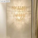 Modern gold 3 head crystal wall sconce living room e12 e14 bulb base