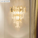 Modern gold 3-headed crystal wall sconce bedroom 15 inch fixture