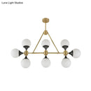 DecorBites™ Modern Gold Metal Chandelier with 8 Globe Shades - Restaurant Island Lighting