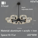 Modern gold acrylic lustre chandelier living room ring light