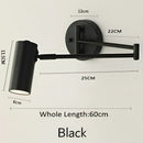 Modern gold adjustable long arm wall lamp bedroom reading light