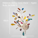 Modern gold agate led wall lamp sconce bedroom colorful gemstone decor