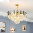 DecorBites™ Modern Crystal Cone Chandelier for Clear Living Room Suspension Lighting