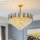 DecorBites™ Modern Crystal Cone Chandelier for Clear Living Room Suspension Lighting