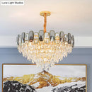 DecorBites™ Modern Crystal Cone Chandelier for Clear Living Room Suspension Lighting
