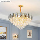 DecorBites™ Modern Crystal Cone Chandelier for Clear Living Room Suspension Lighting