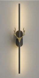 Modern gold and black deer horn led wall lamp bedroom sconce