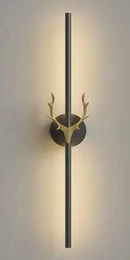 Modern gold and black deer horn led wall lamp bedroom sconce