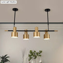 Modern gold and black drum pendant light for dining room island