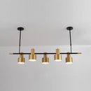 Modern gold and black drum pendant light for dining room island
