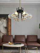 Modern gold and black glass ball pendant light for living room