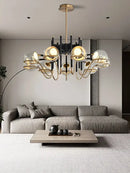 Modern gold and black glass ball pendant light for living room