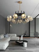 Modern gold and black glass ball pendant light for living room