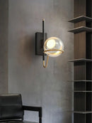 Modern gold and black glass ball pendant light for living room