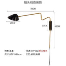 Modern gold and black led wall lamp bedroom adjustable rocker arm