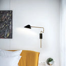 Modern gold and black led wall lamp bedroom adjustable rocker arm