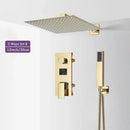 Modern gold and black shower faucet set bathroom rainfall display