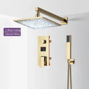 Modern gold and black shower faucet set bathroom rainfall display