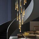 Modern gold and black stair chandelier living room pendant light
