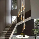 Modern gold and black stair chandelier living room pendant light