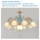 Modern gold and blue duplex ceramic crystal pendant lamp living room
