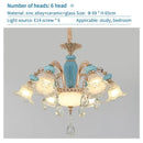 Modern gold and blue duplex ceramic crystal pendant lamp living room