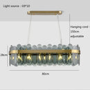 Modern gold and blue glass chandelier dining room lighting solution