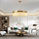 Modern gold and blue glass chandelier dining room lighting solution