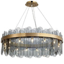 Modern gold and blue glass chandelier dining room lighting solution