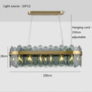 Modern gold and blue glass chandelier dining room lighting solution