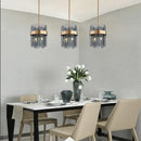 Modern gold and blue glass chandelier dining room lighting solution
