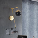 Modern gold and clear black glass ball sconce – bedroom wall light