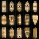 Modern gold and clear crystal led wall sconce bedroom light