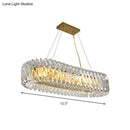 Modern gold and clear crystal oval pendant light for dining room